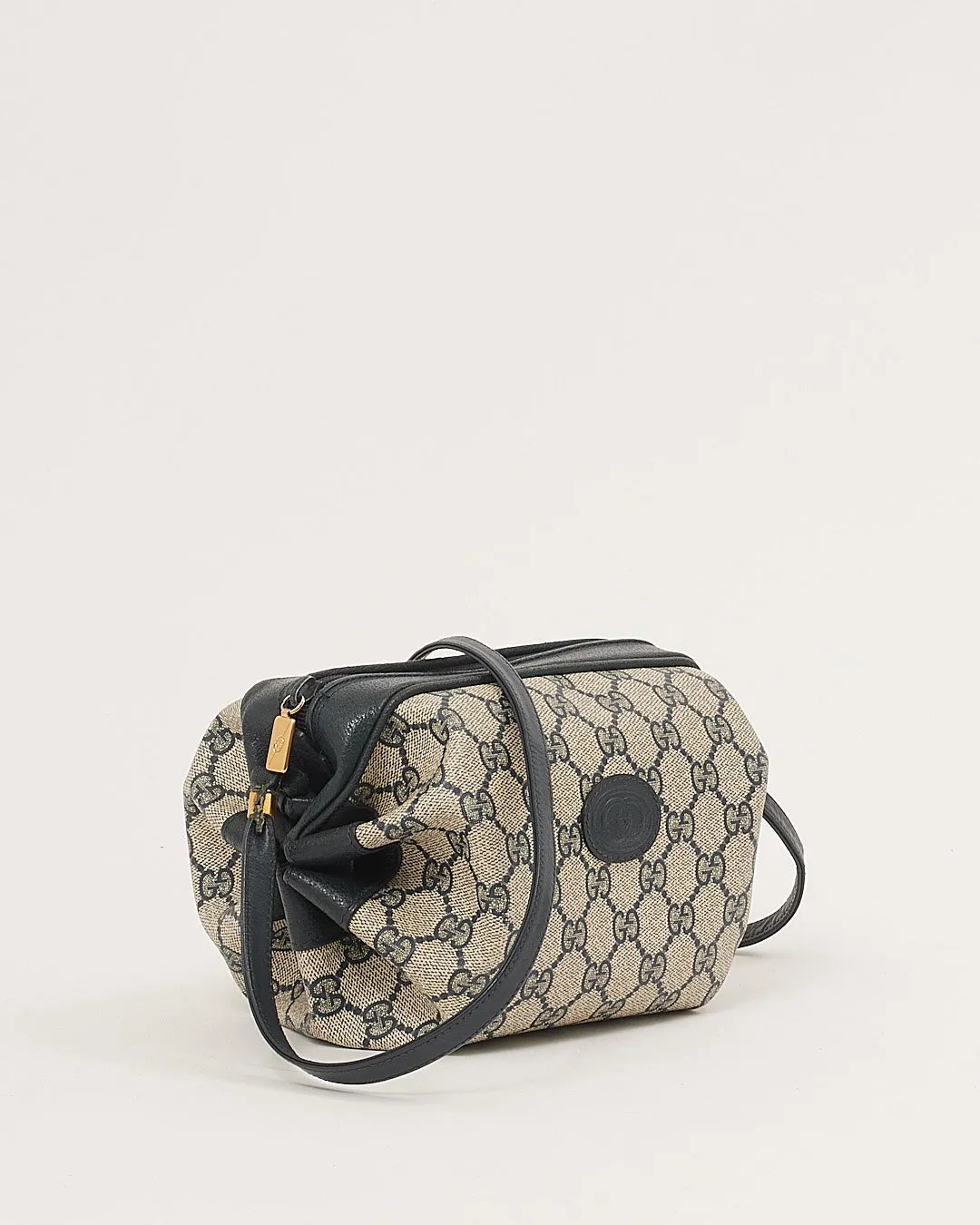 Gucci Navy GG Vintage Coated Canvas Shoulder Bag