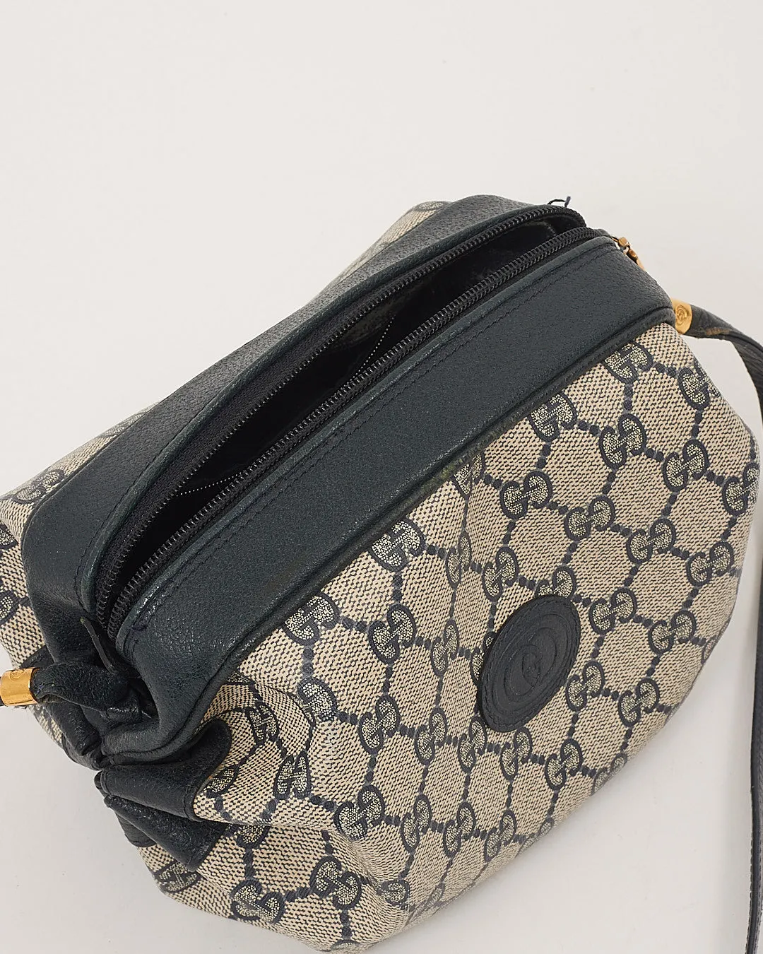 Gucci Navy GG Vintage Coated Canvas Shoulder Bag