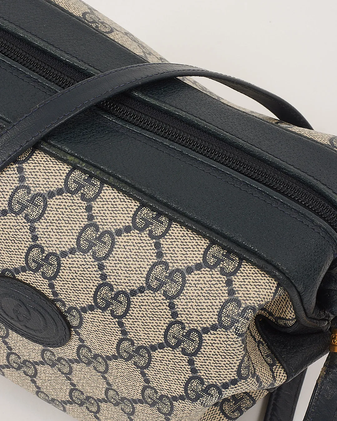 Gucci Navy GG Vintage Coated Canvas Shoulder Bag