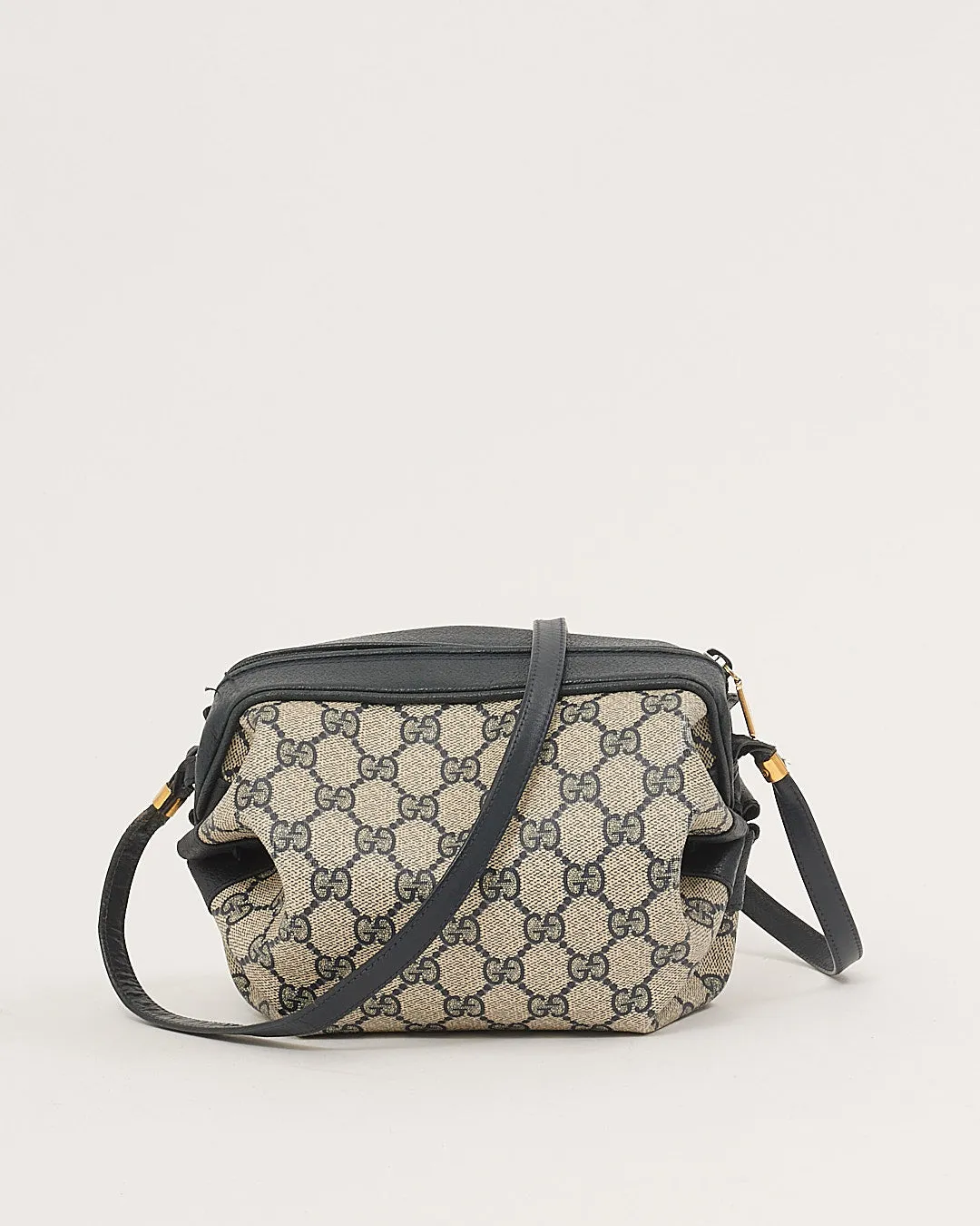 Gucci Navy GG Vintage Coated Canvas Shoulder Bag