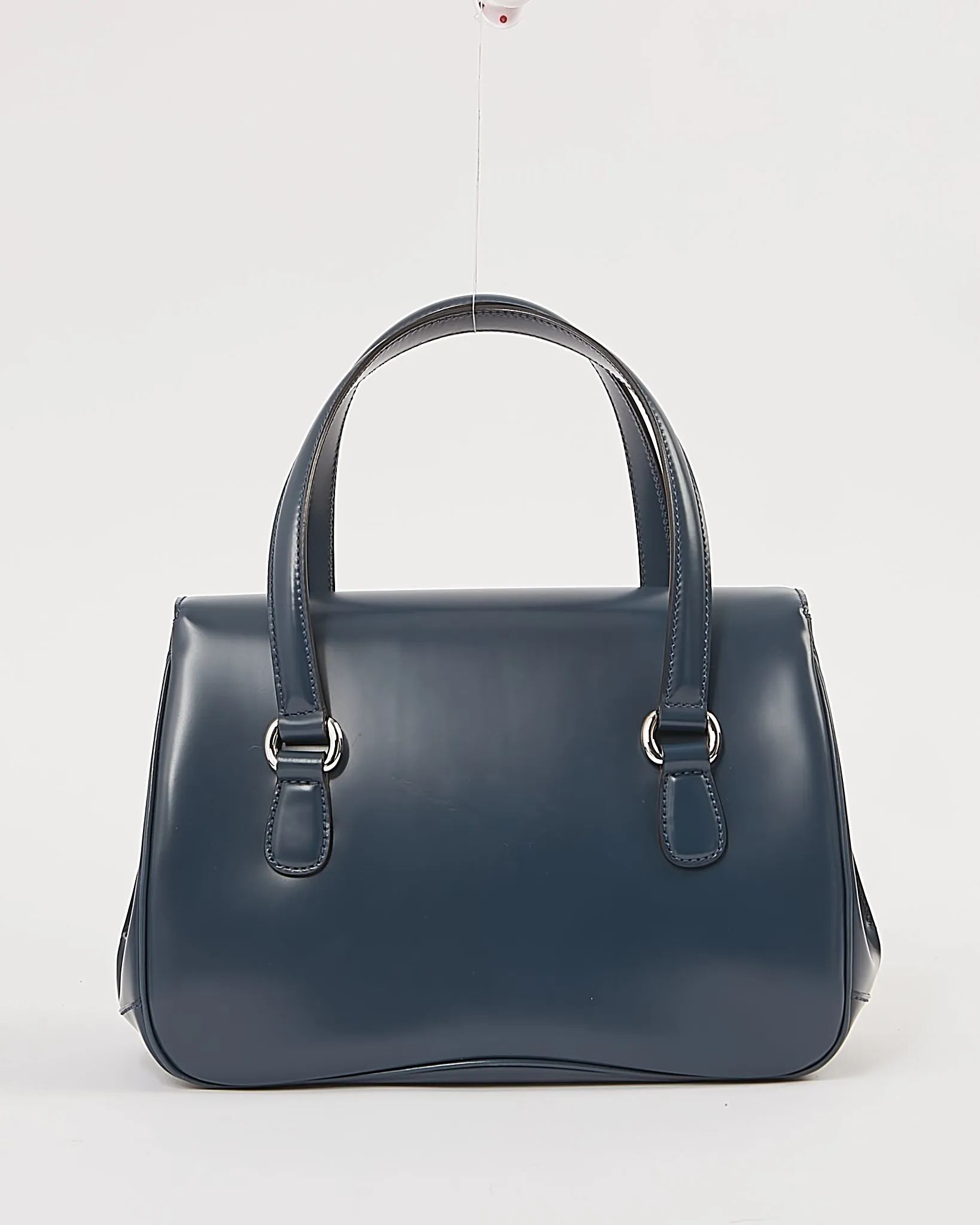 Gucci Navy Smooth Leather Padlock Top Handle Bag