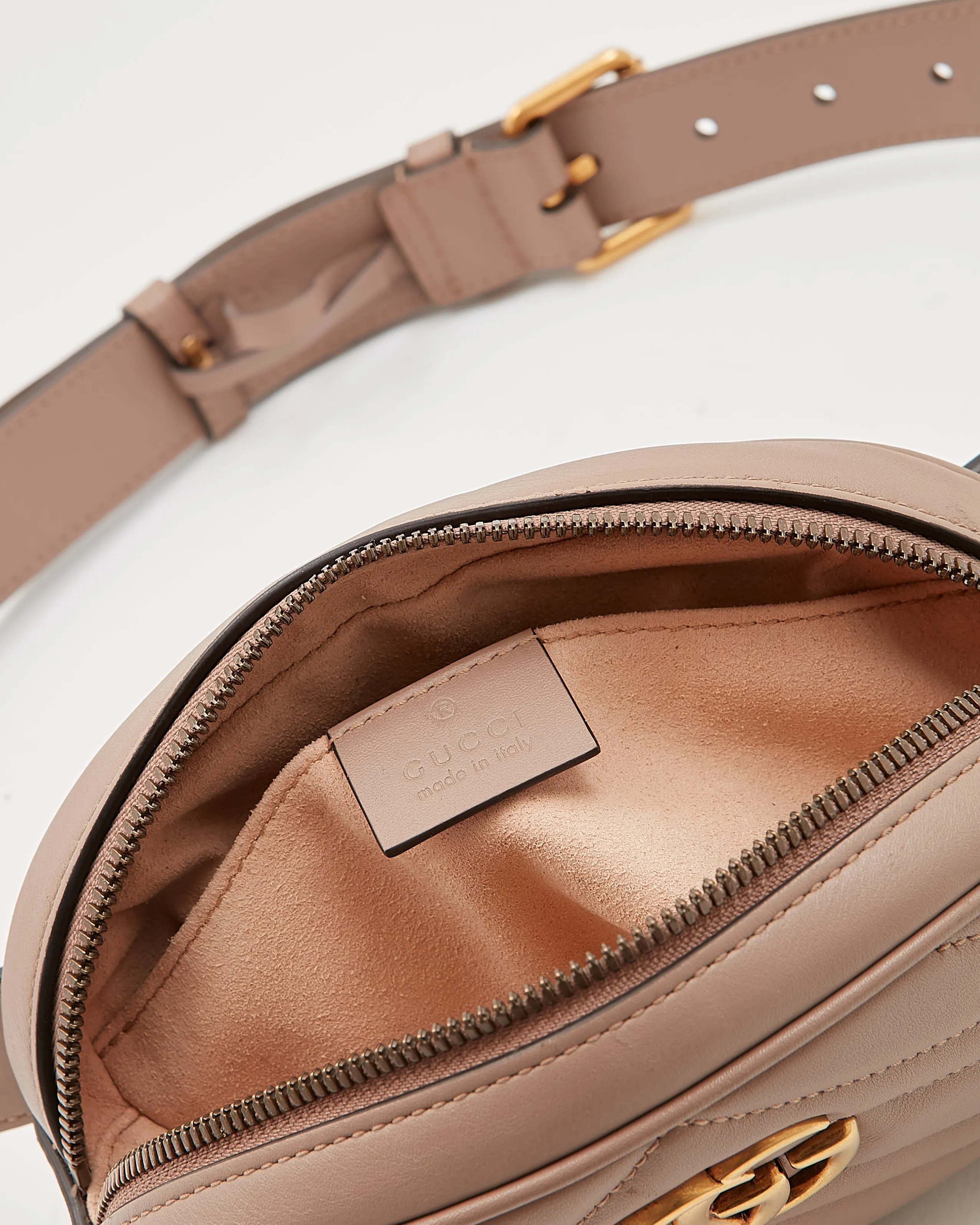 Gucci Nude Marmont Matelasse Chevron Belt Bag - 85/34
