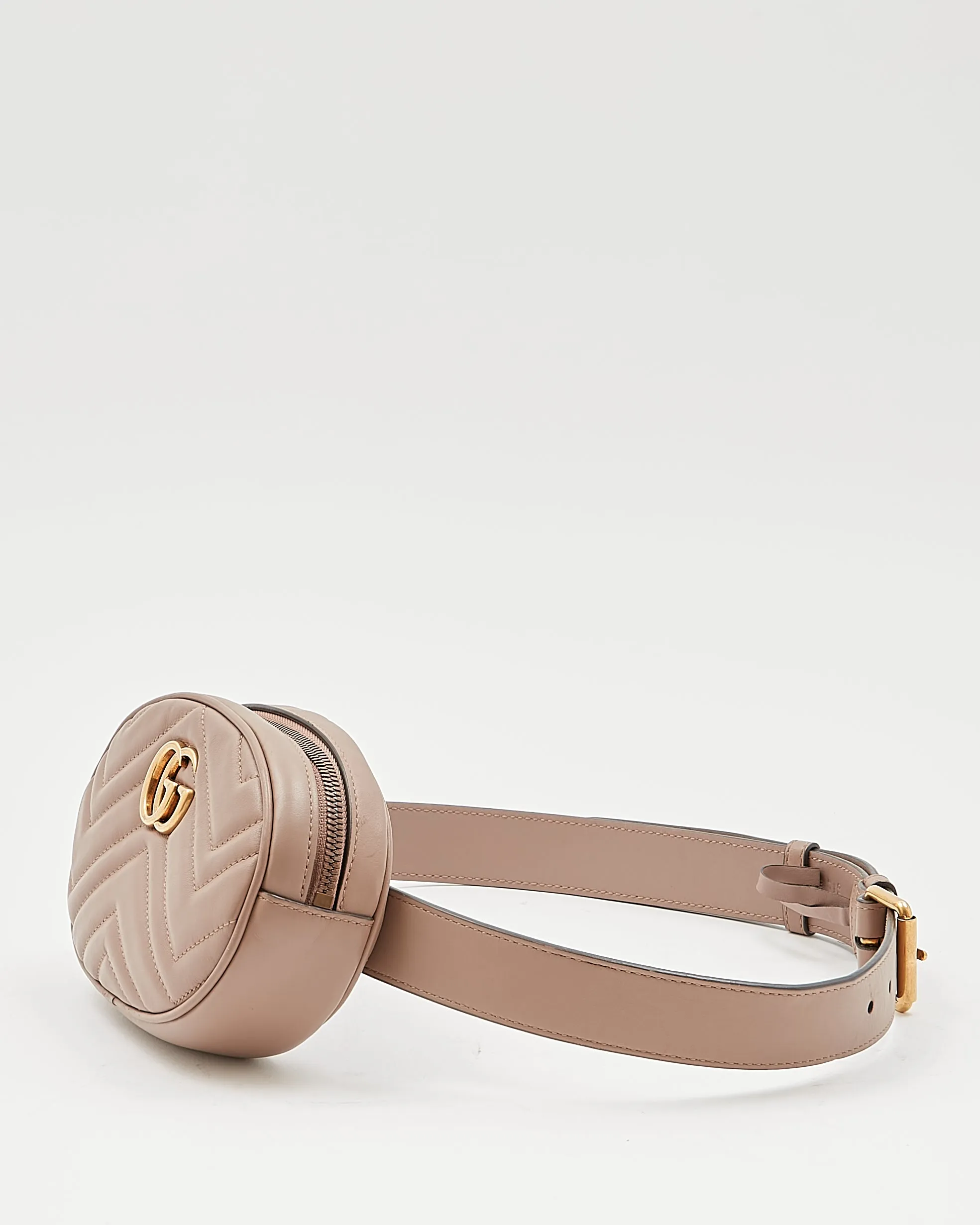 Gucci Nude Marmont Matelasse Chevron Belt Bag - 85/34