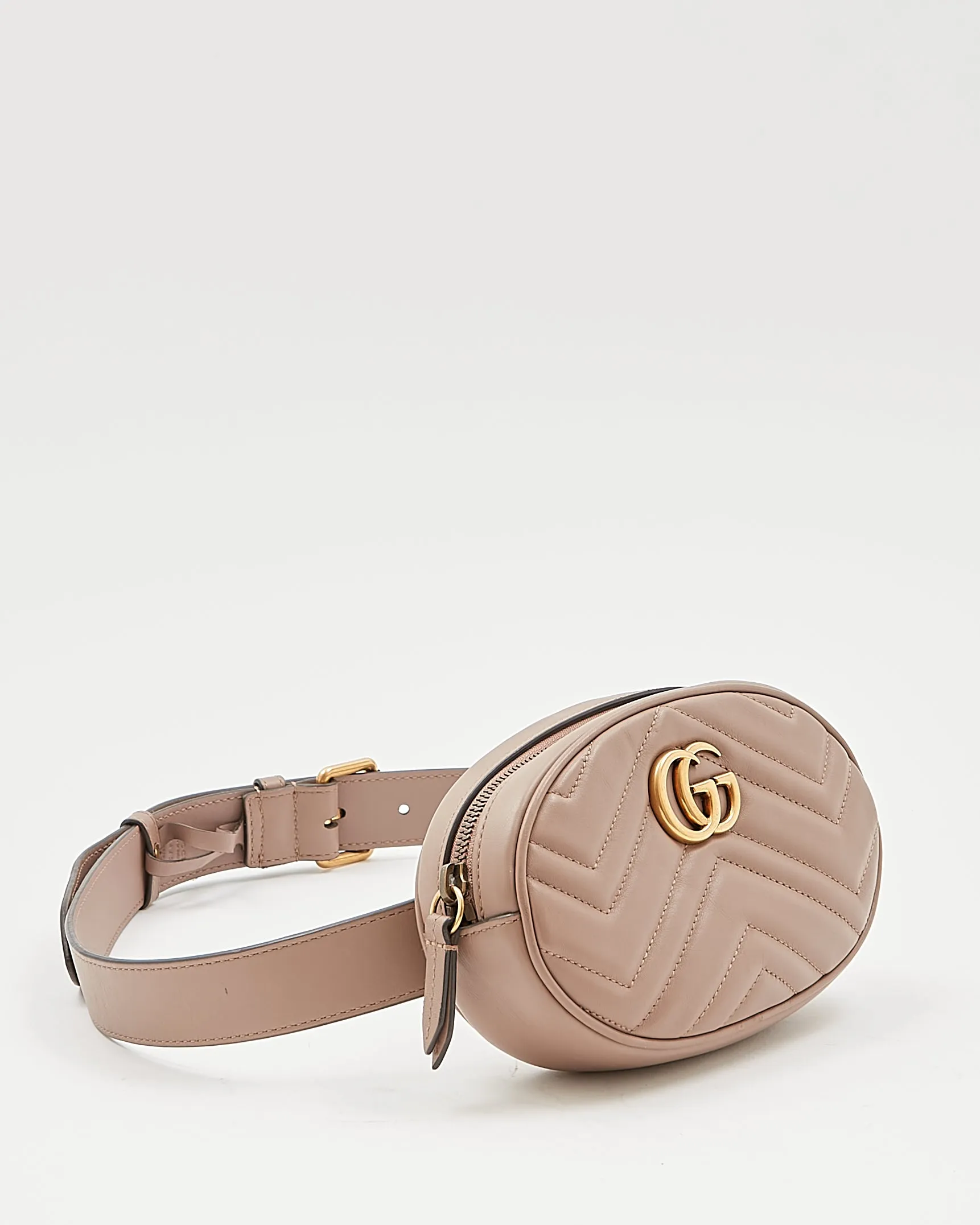 Gucci Nude Marmont Matelasse Chevron Belt Bag - 85/34