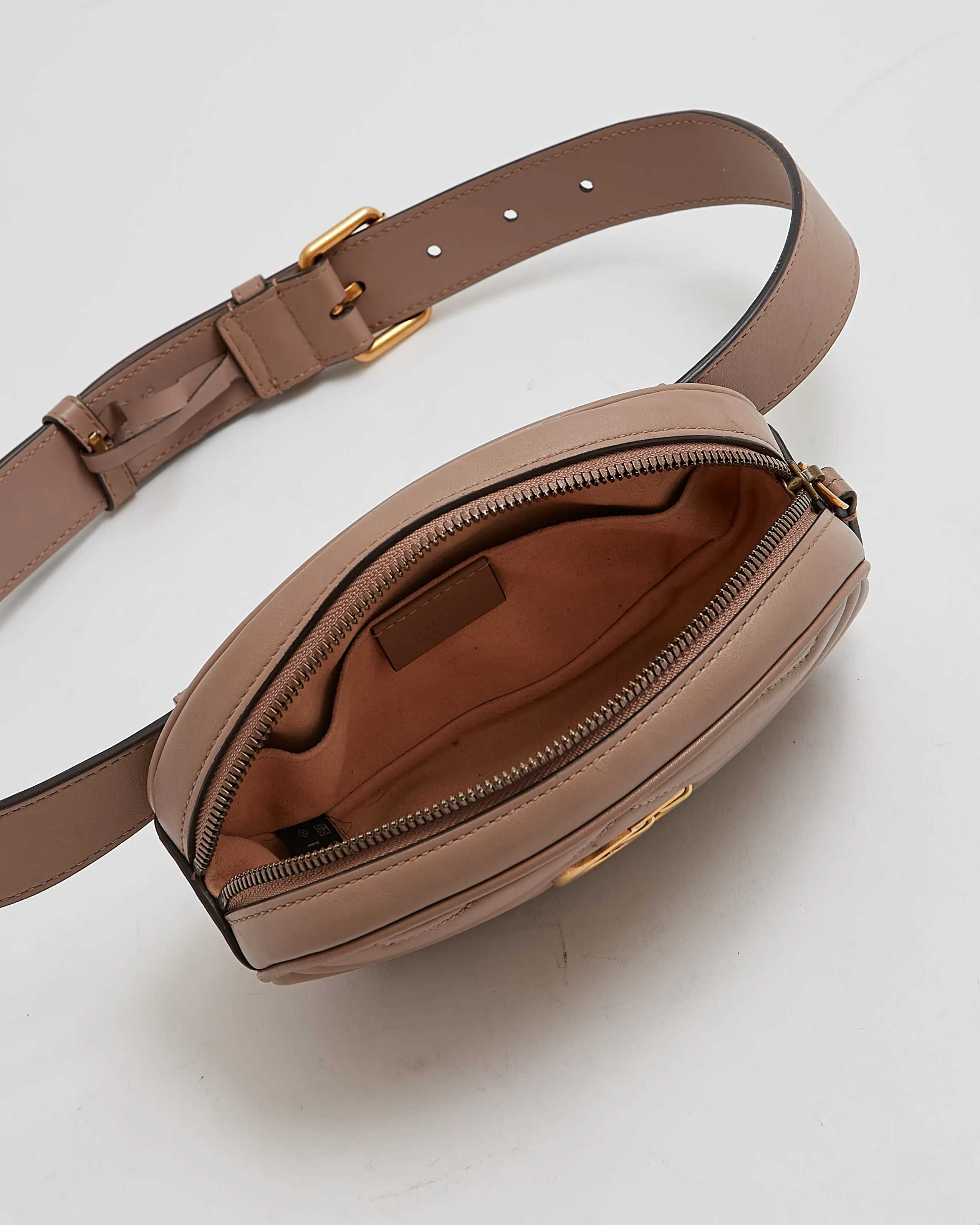 Gucci Nude Marmont Matelasse Chevron Belt Bag - 85/34