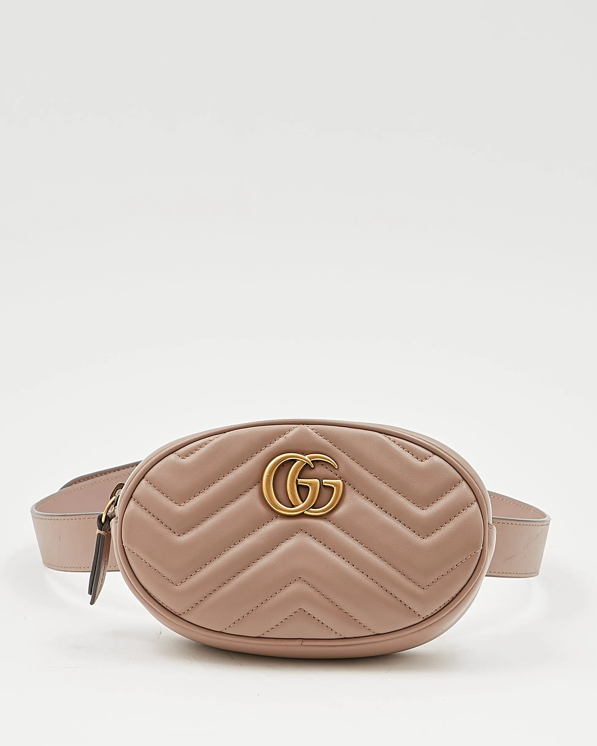 Gucci Nude Marmont Matelasse Chevron Belt Bag - 85/34