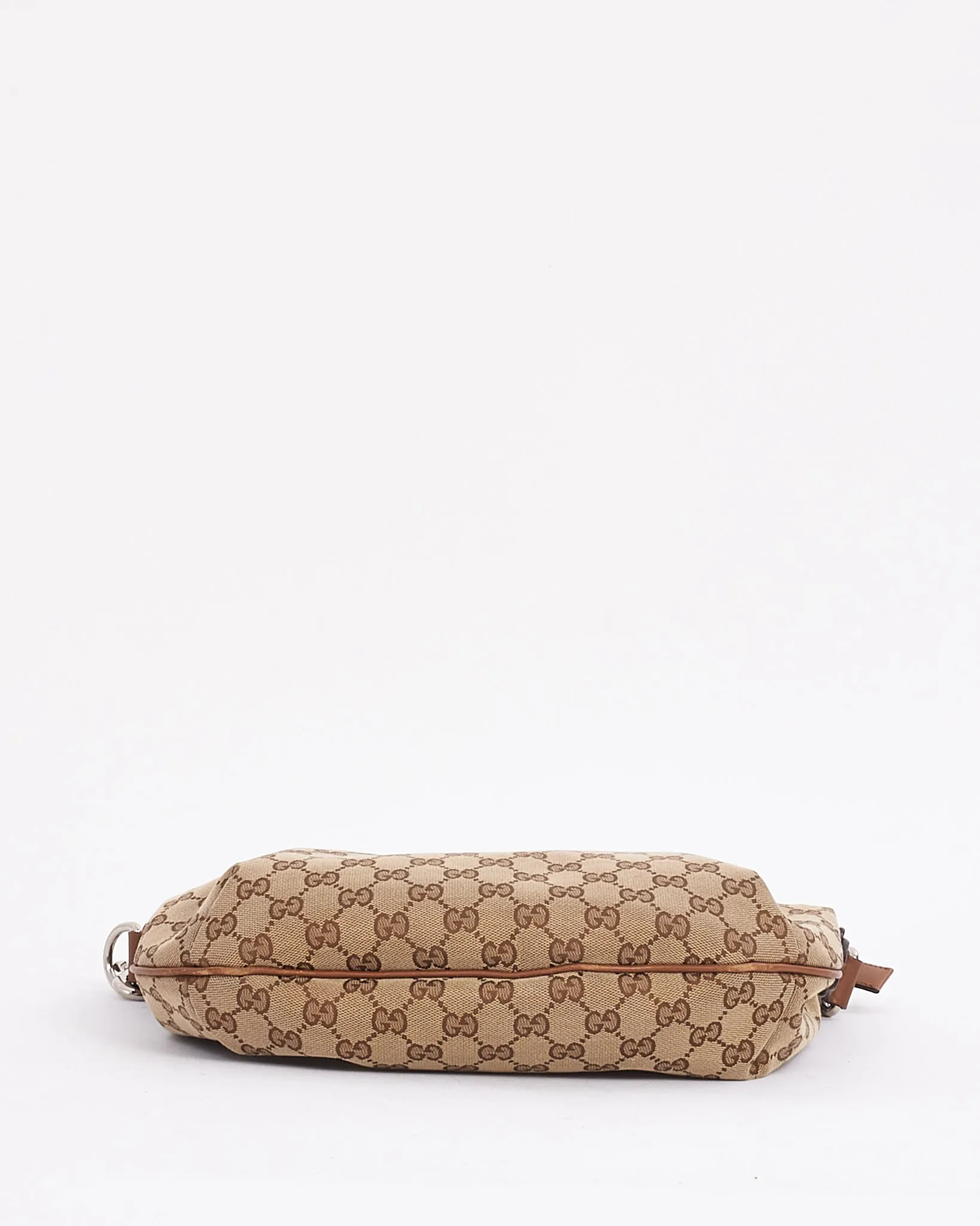 Gucci Tan Canvas GG Monogram Half Moon Crossbody Bag