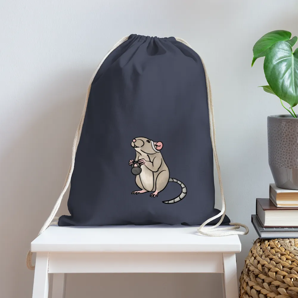 Gym Rat Illustrated Cotton Drawstring Bag