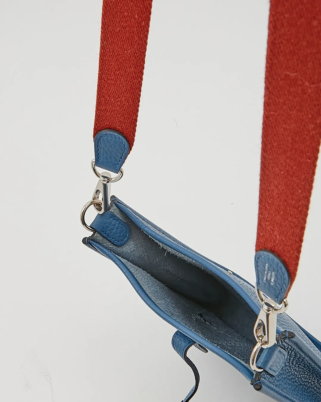 Hermes Blue/Rust Clemence Mini Evelyne TPM Bag