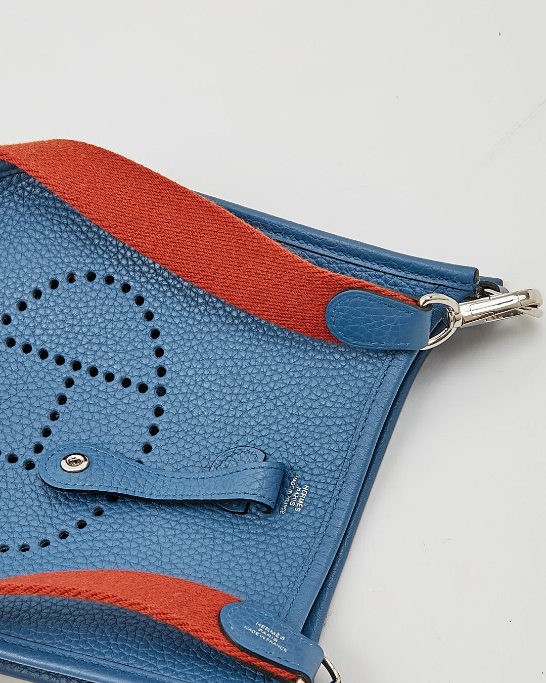 Hermes Blue/Rust Clemence Mini Evelyne TPM Bag