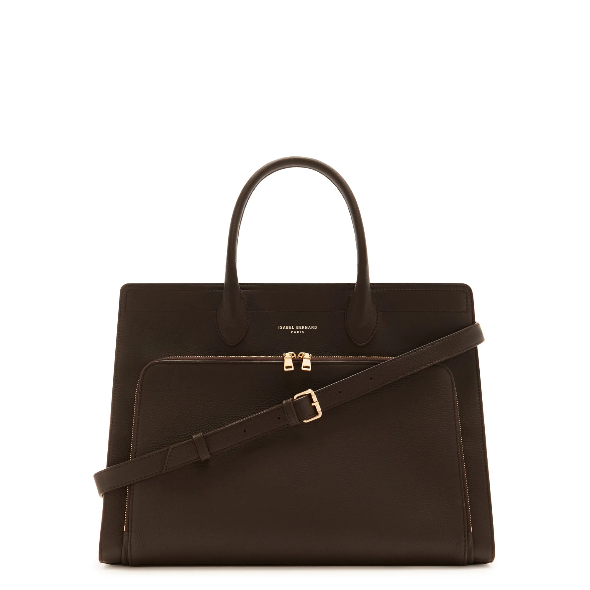 Honoré Nadine dark brown calfskin leather handbag with 16.4 inch laptop compartment