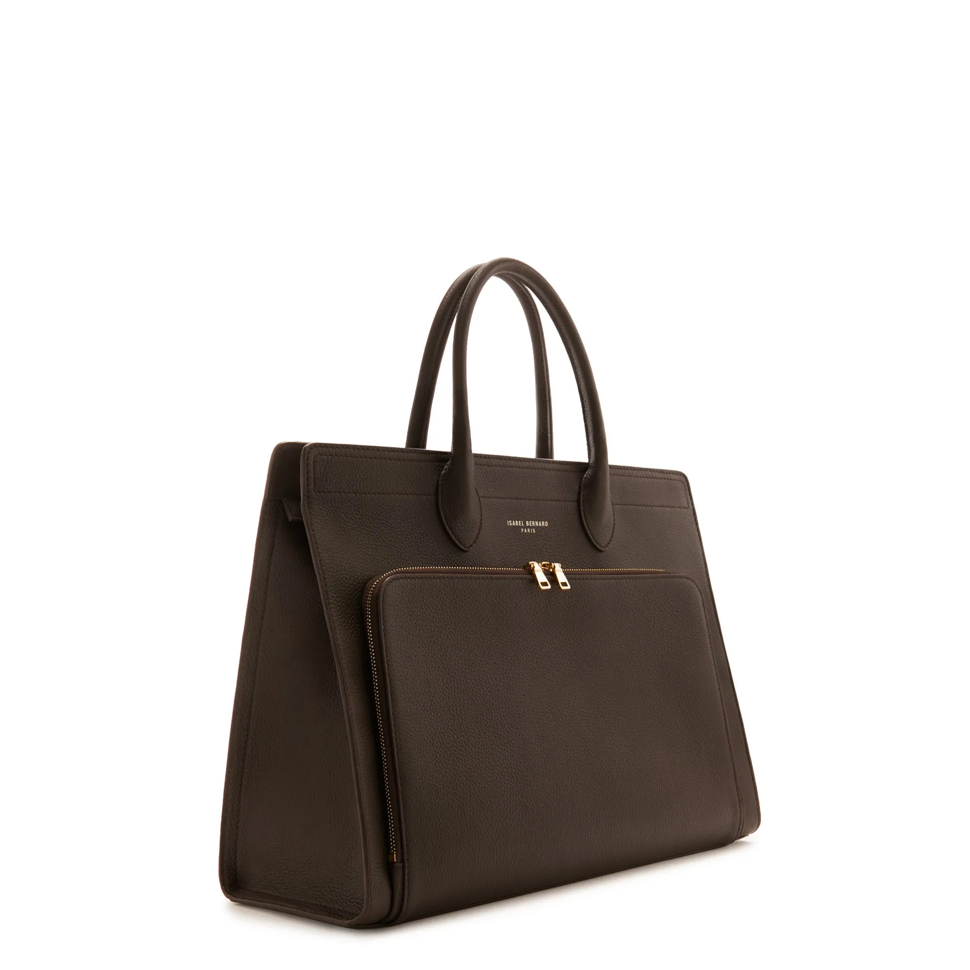 Honoré Nadine dark brown calfskin leather handbag with 16.4 inch laptop compartment