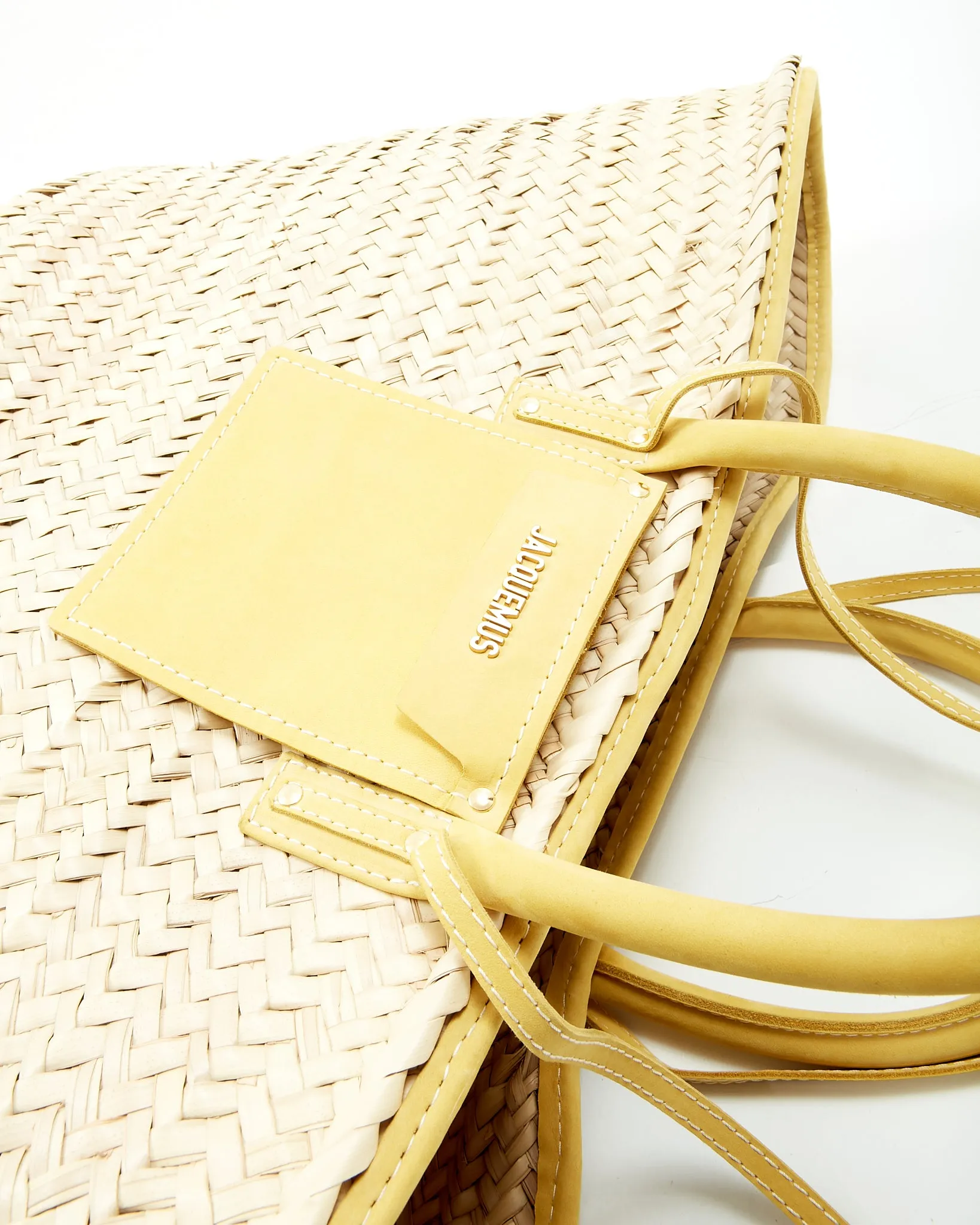 Jacquemus Yellow/Beige Straw Large Tote Bag