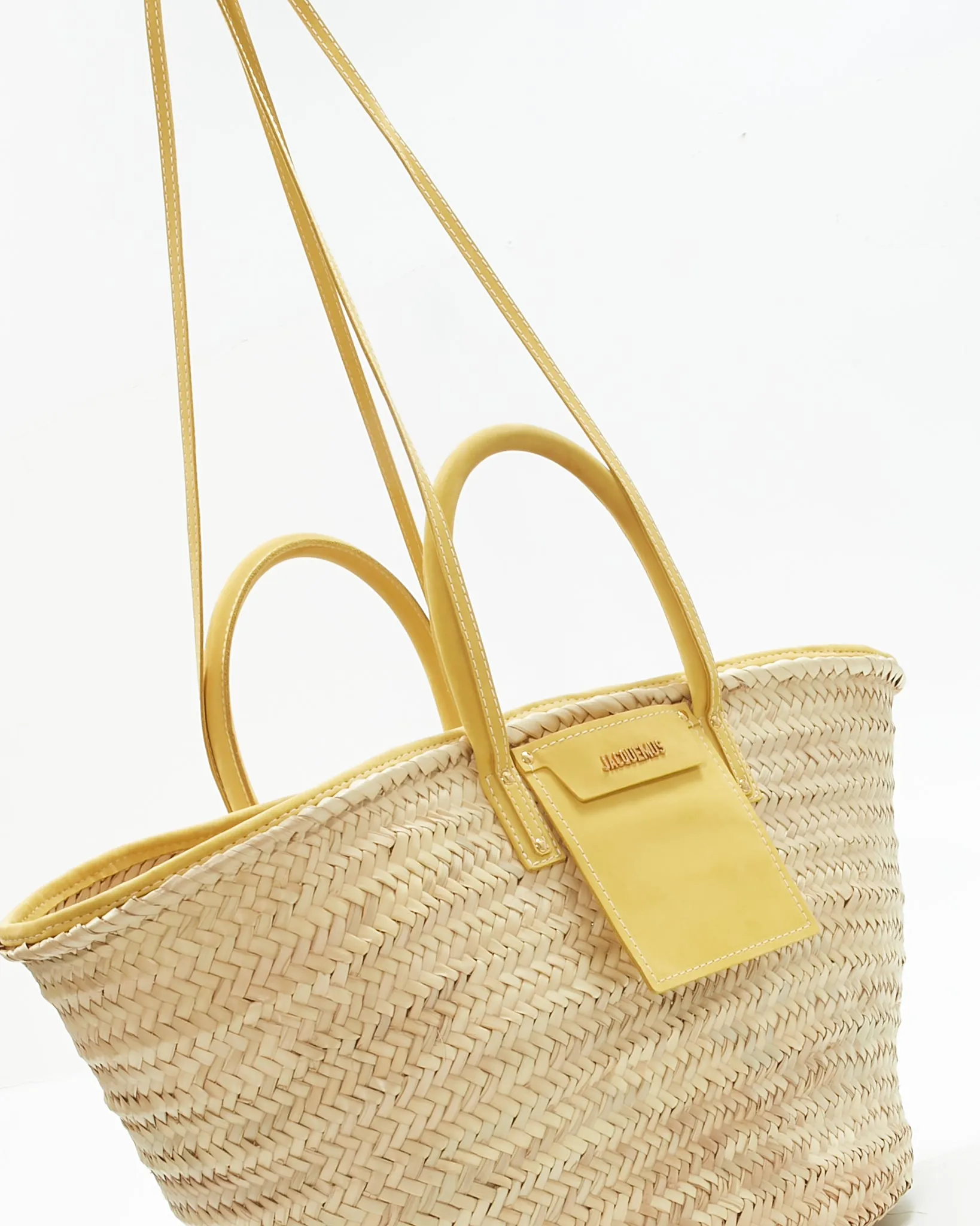 Jacquemus Yellow/Beige Straw Large Tote Bag