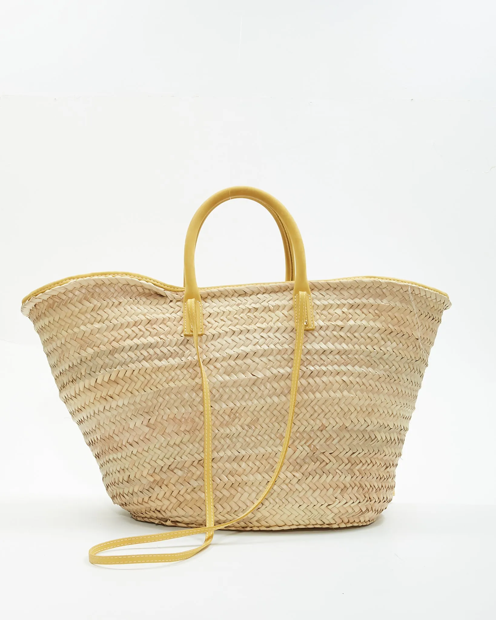 Jacquemus Yellow/Beige Straw Large Tote Bag