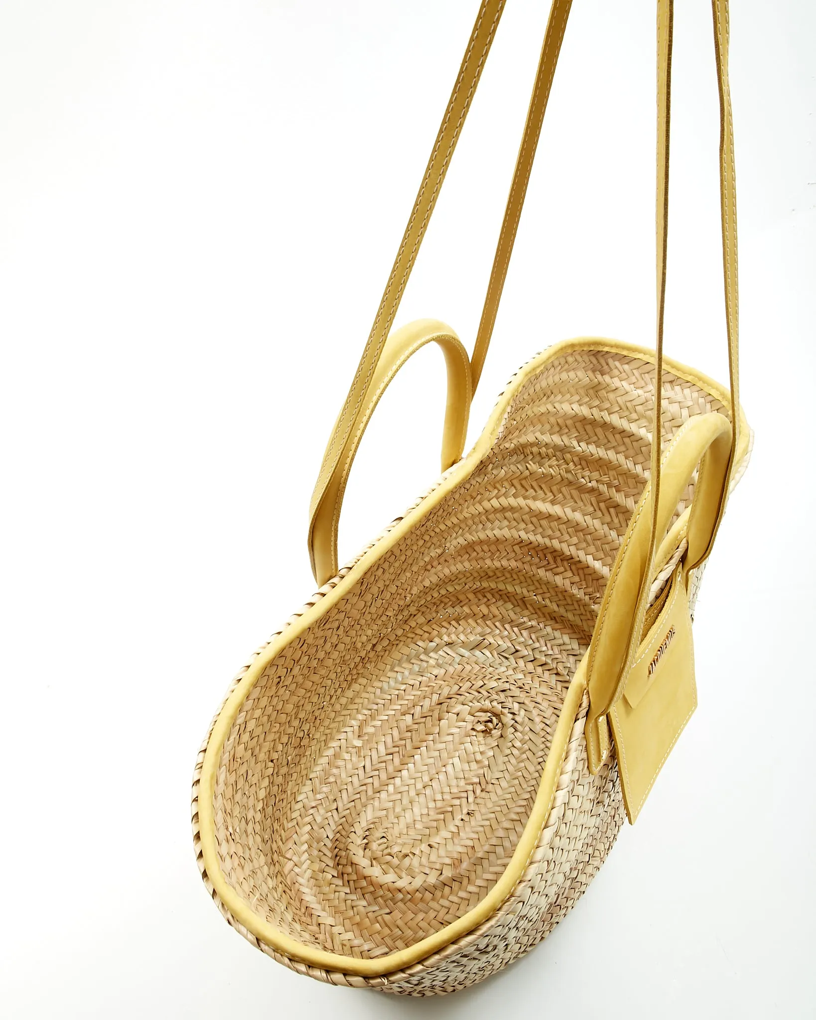 Jacquemus Yellow/Beige Straw Large Tote Bag