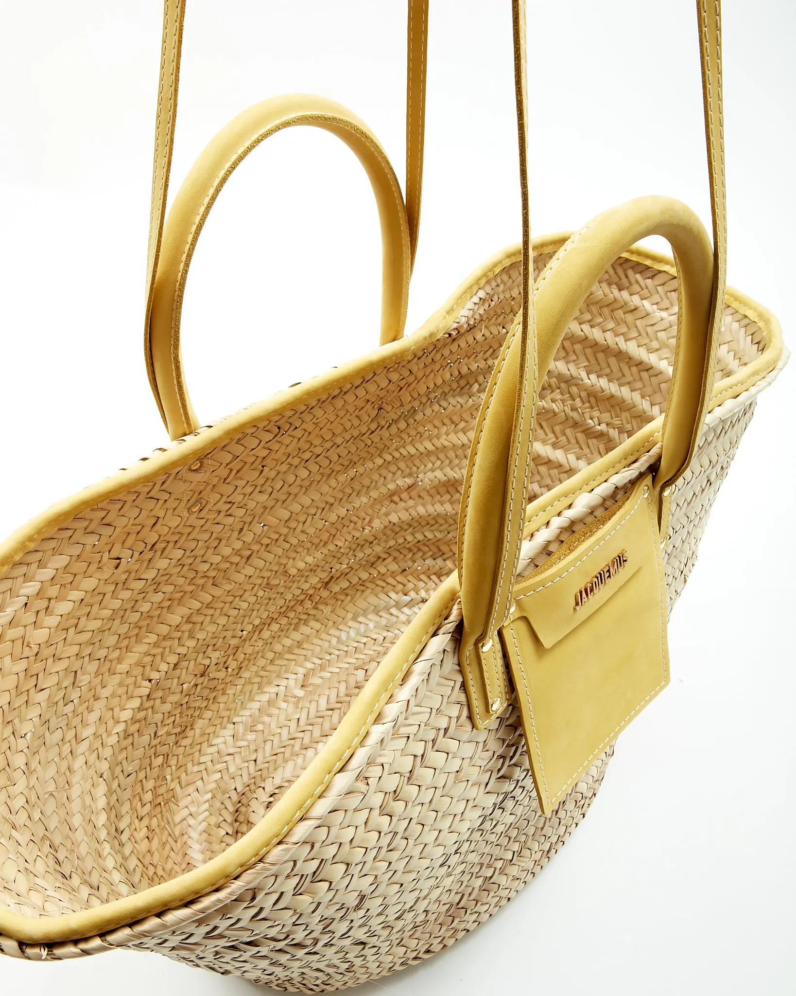 Jacquemus Yellow/Beige Straw Large Tote Bag