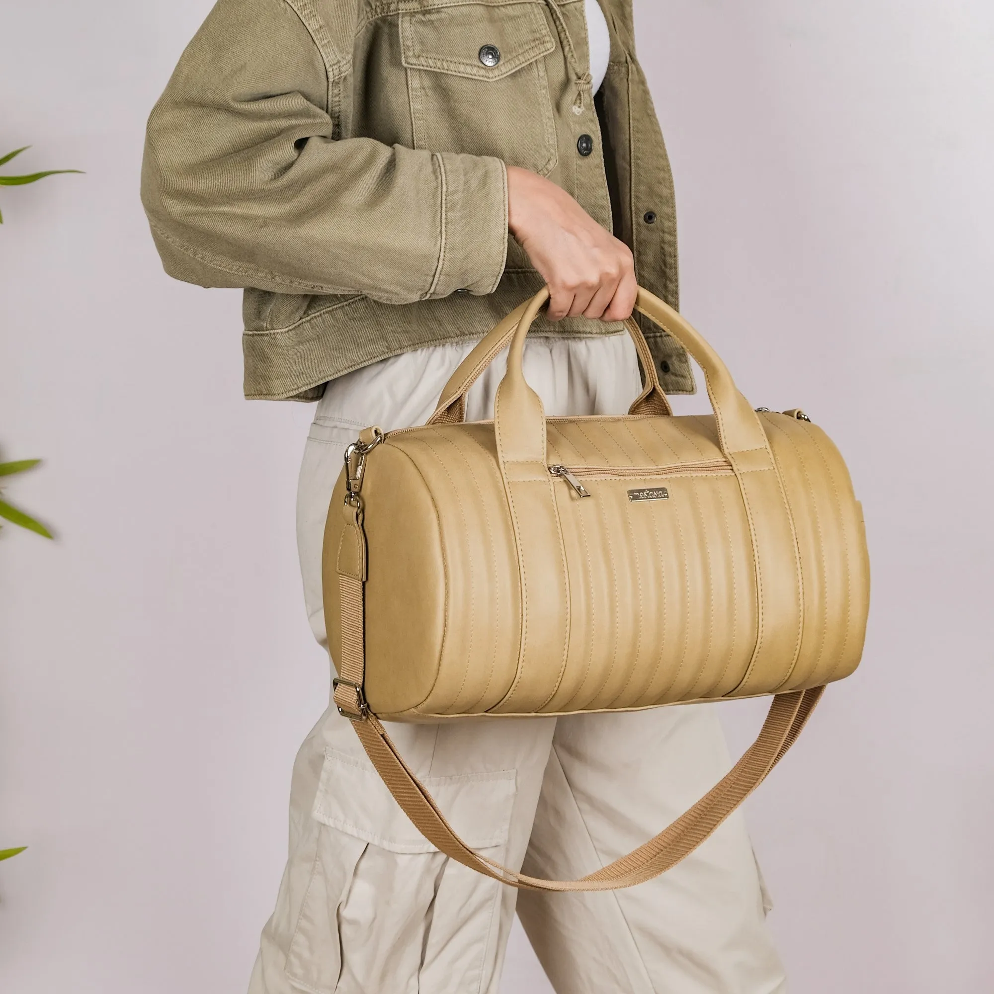 Jet-Setter Duffle Bag Beige Small 14x7 Inch