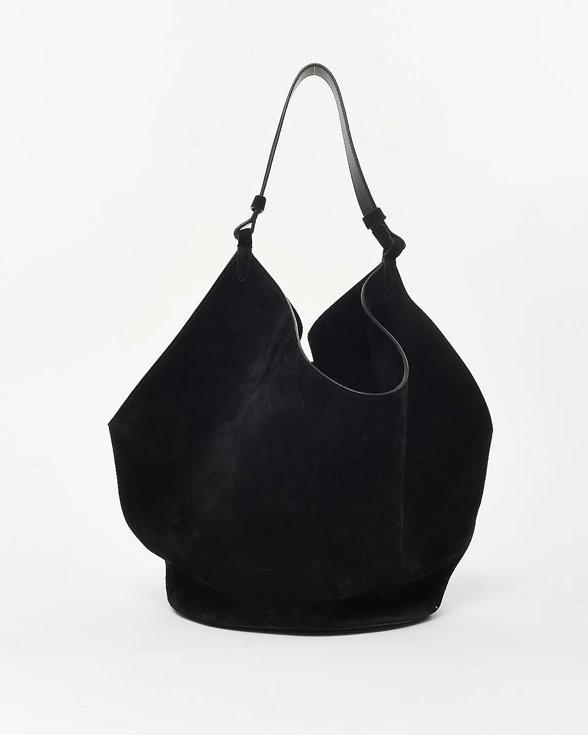Khaite Black Suede Medium Lotus Tote Bag