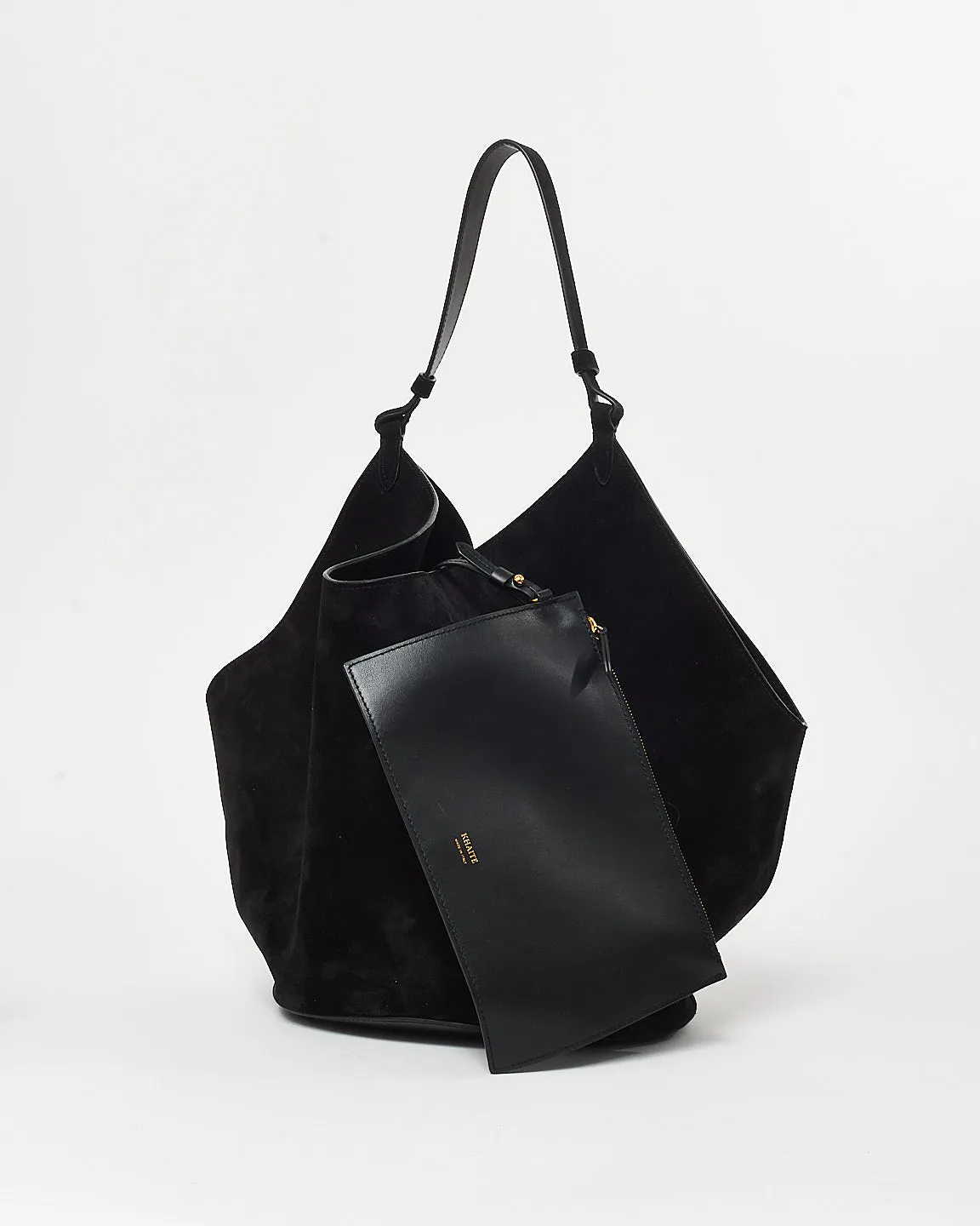 Khaite Black Suede Medium Lotus Tote Bag