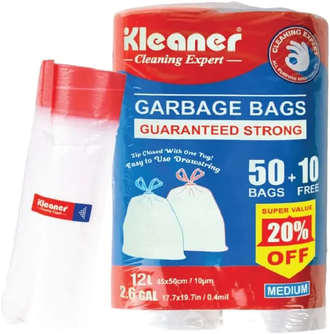 Kleaner Garbage Bag Medium 60 Sheets 10 Litres GSL006
