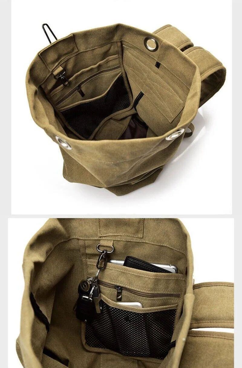 Large Capacity Travel Backpack for Men Outdoor Sports Bag Canvas Rucksack