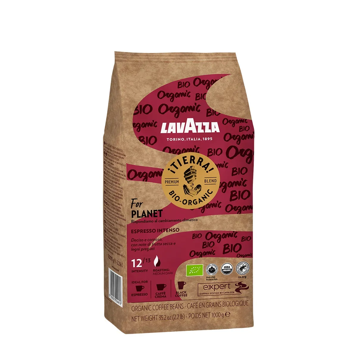 Lavazza Tierra Bio for Planet Espresso Intenso 1Kg Coffee Beans