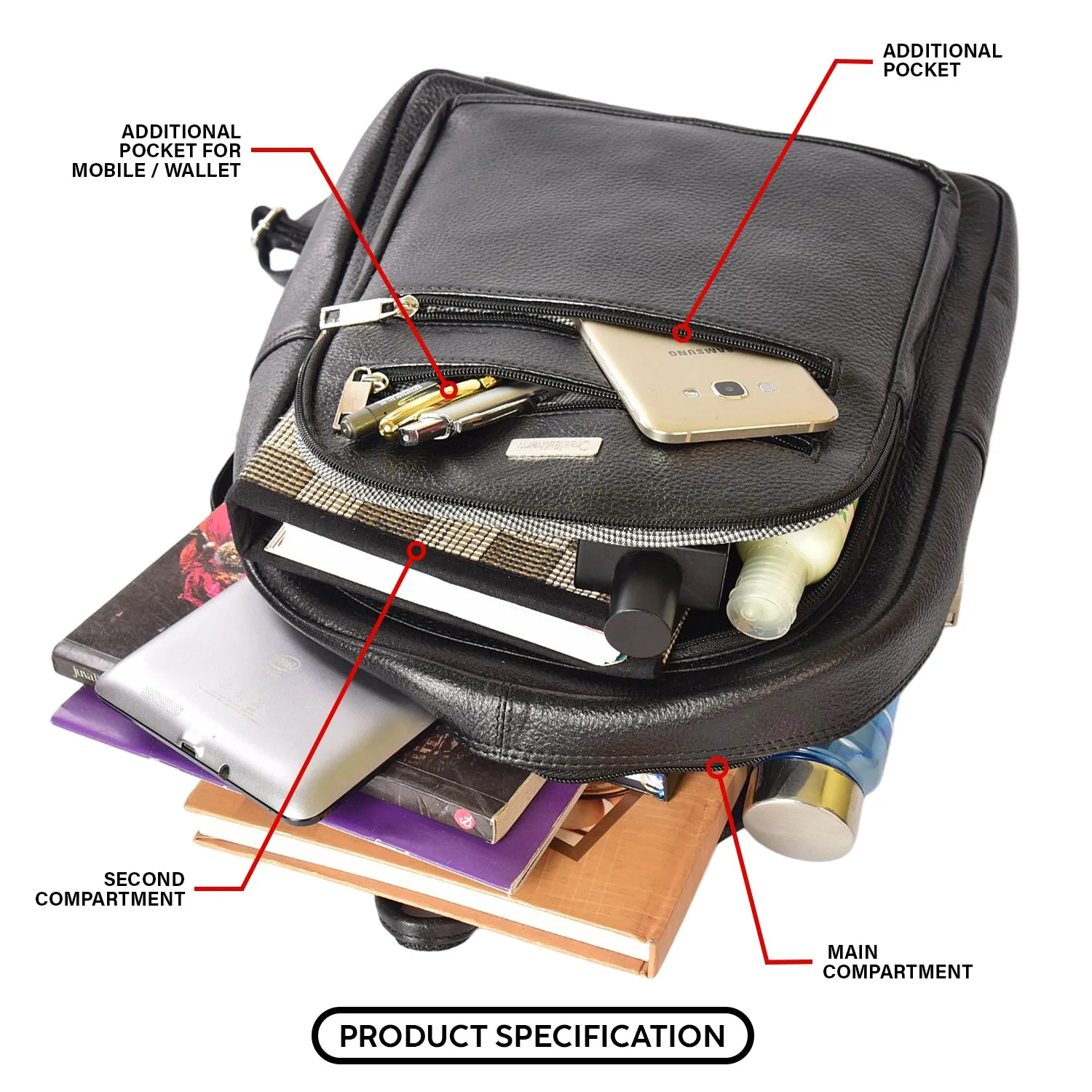 LEATHER BACKPACK 36816 (Black)
