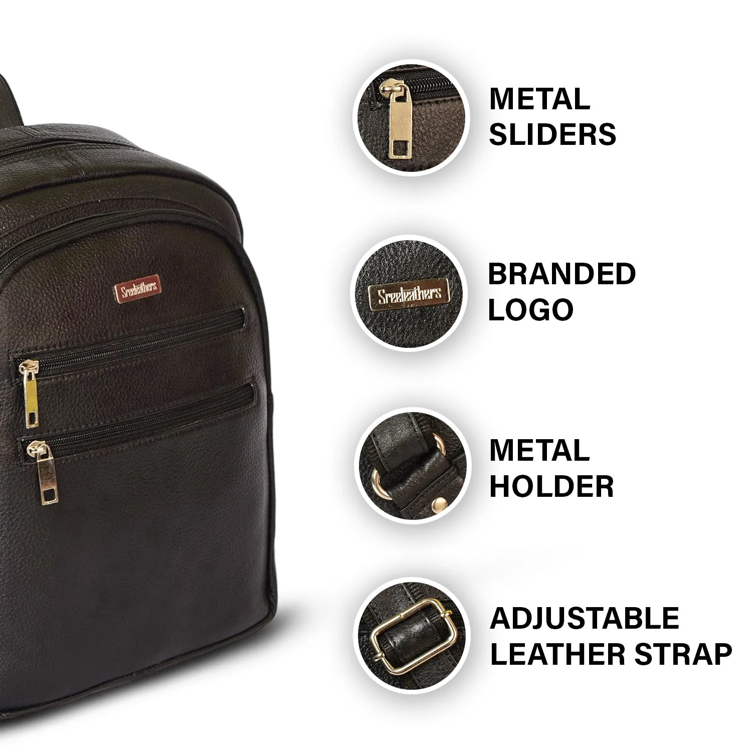 LEATHER BACKPACK 36816 (Black)