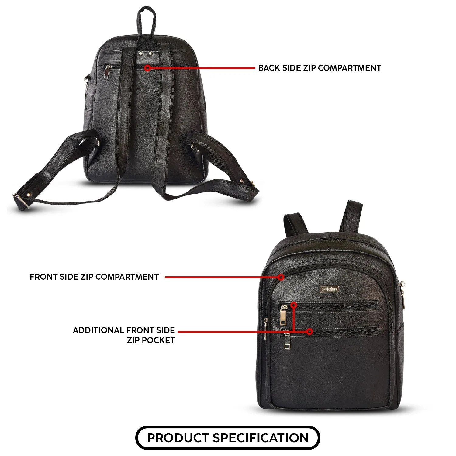 LEATHER BACKPACK 36816 (Black)