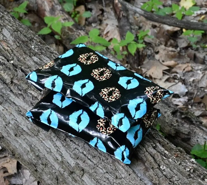 Leopard turquoise lips 6x9 premium poly mailers