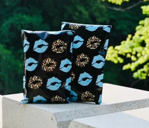 Leopard turquoise lips 6x9 premium poly mailers