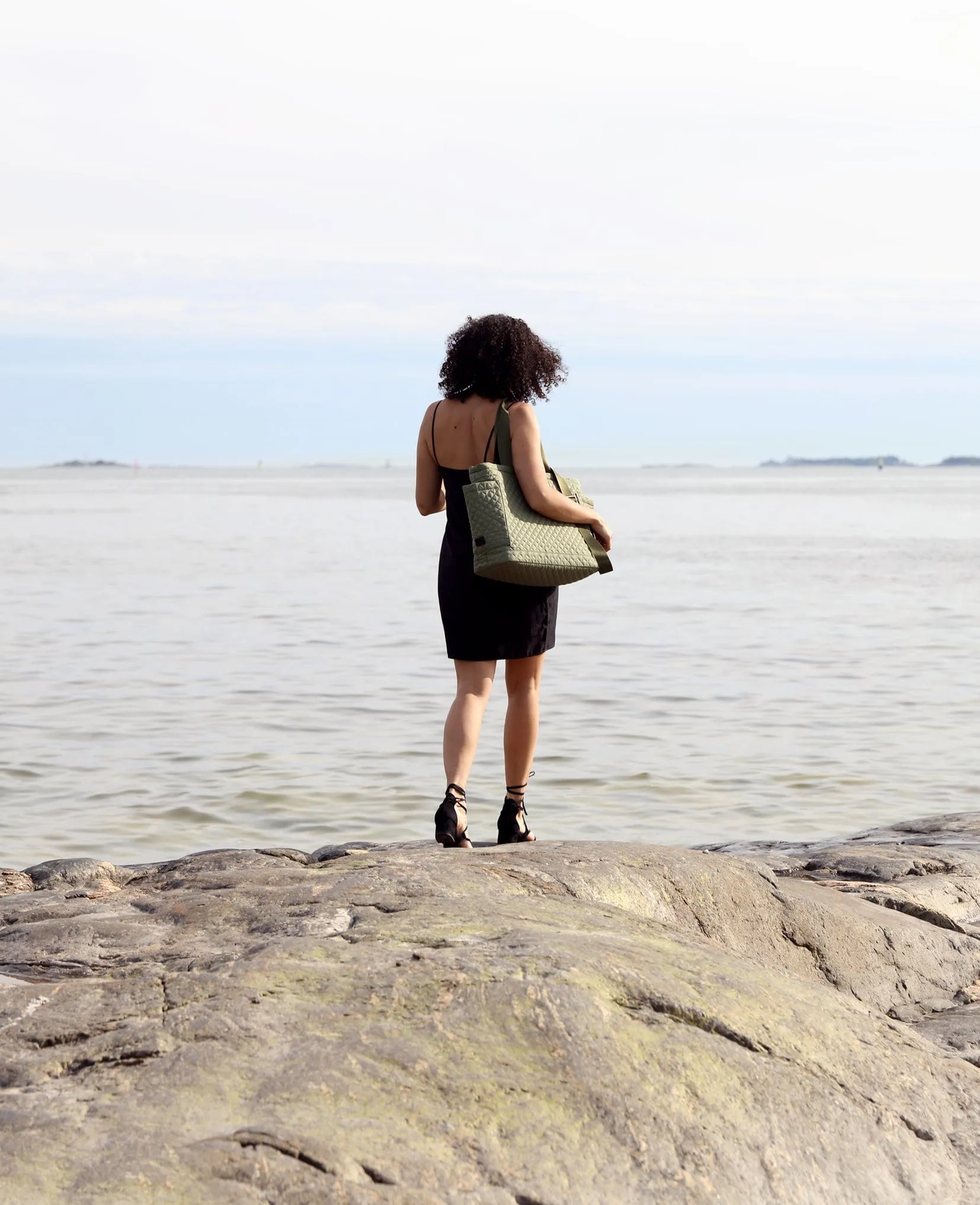 Lily ECONYL® Vegan Changing Tote Bag | Olive
