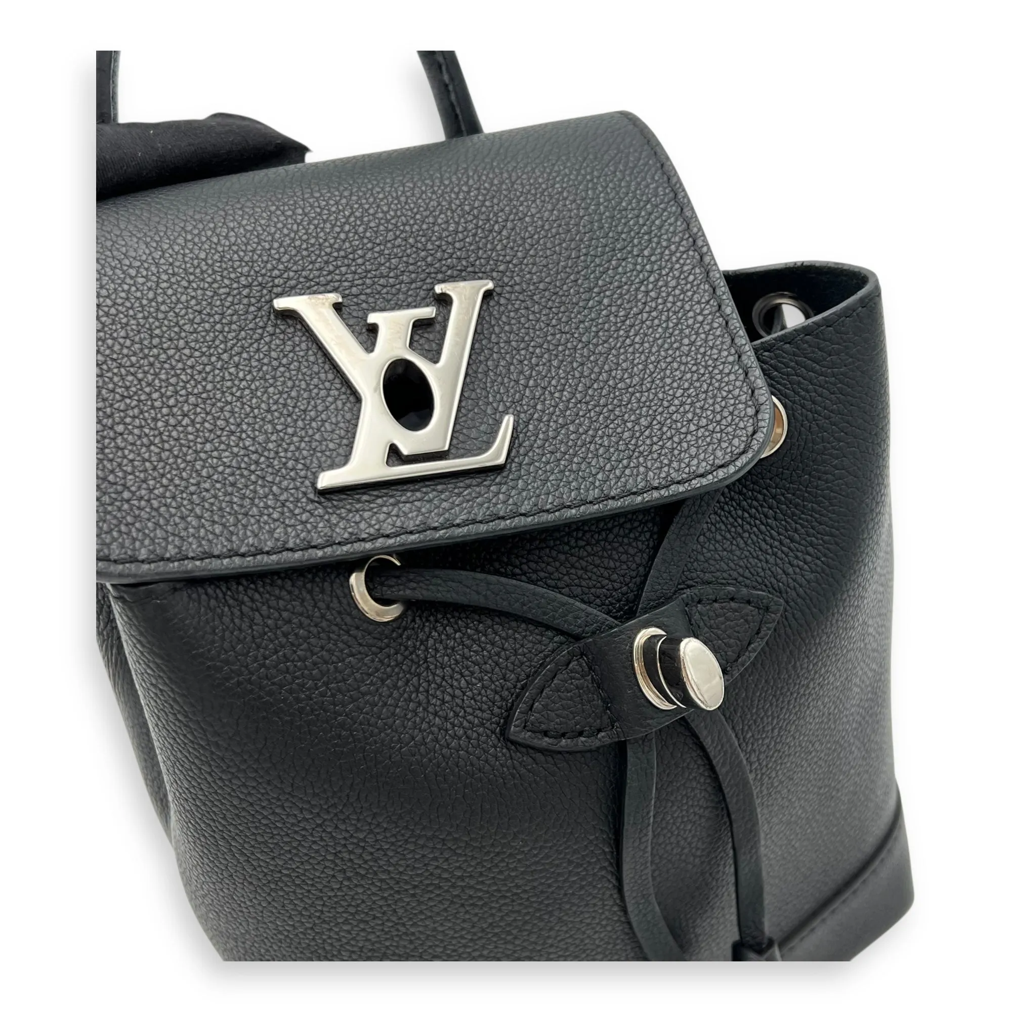 Lock Me Backpack Black in Calfskin, Silver hardware