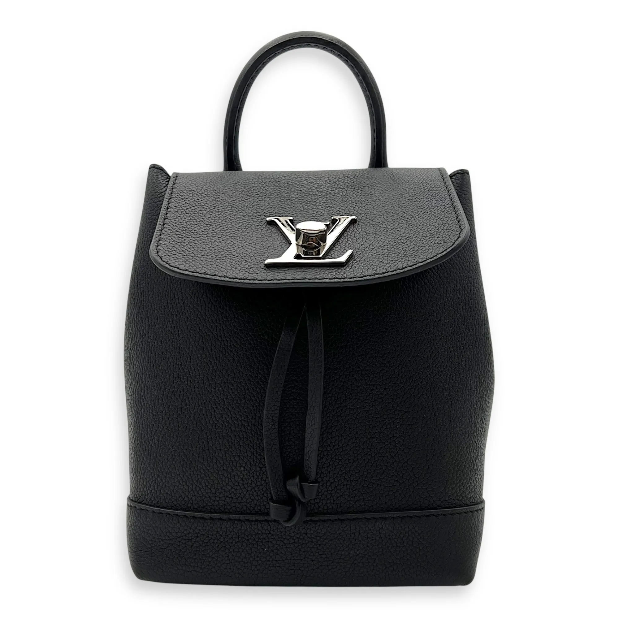 Lock Me Backpack Black in Calfskin, Silver hardware