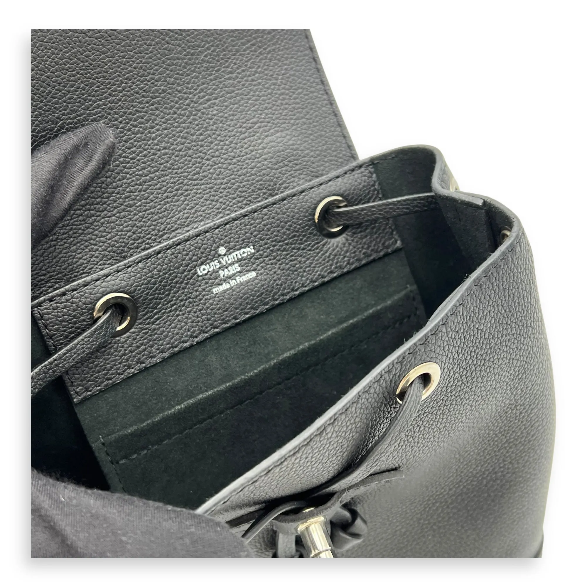 Lock Me Backpack Black in Calfskin, Silver hardware