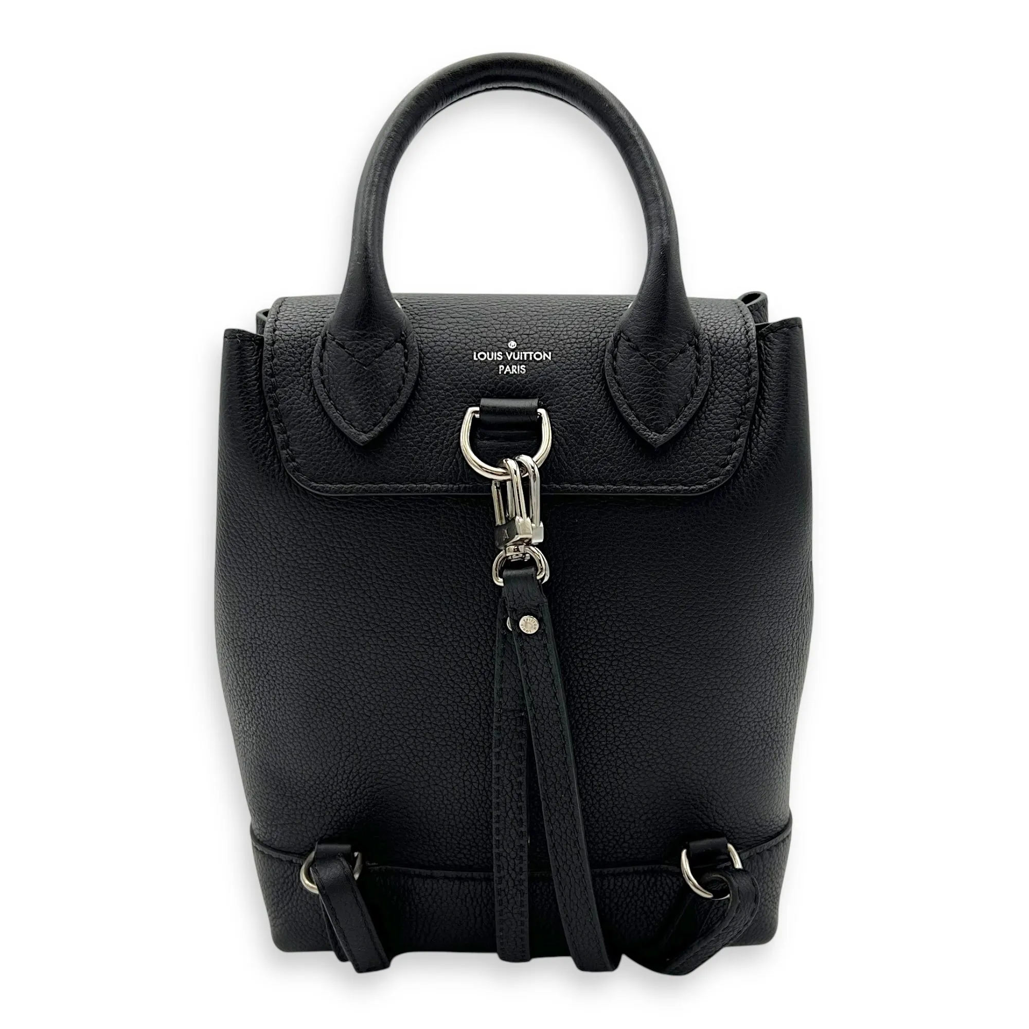 Lock Me Backpack Black in Calfskin, Silver hardware