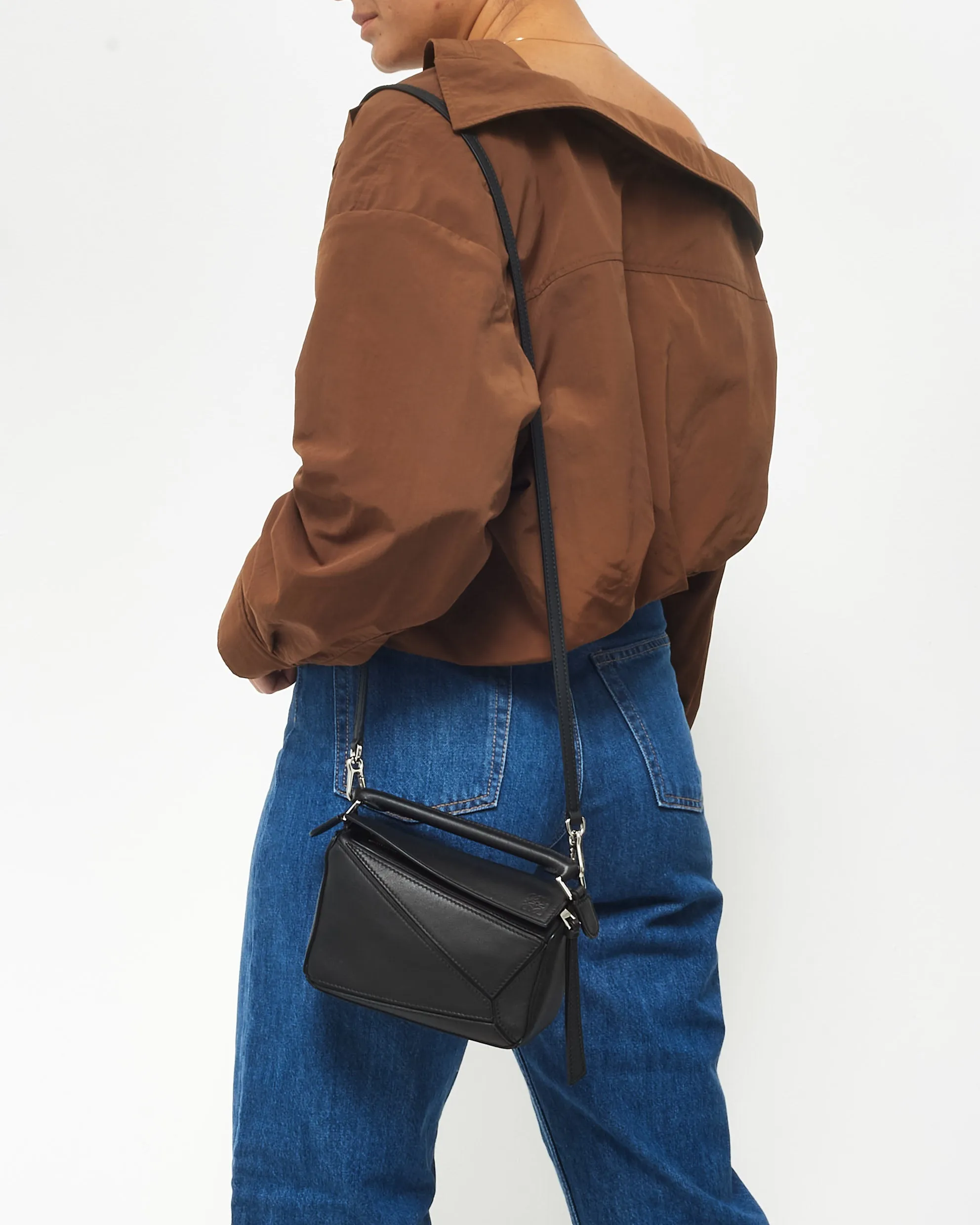 Loewe Black Leather Mini Puzzle Bag