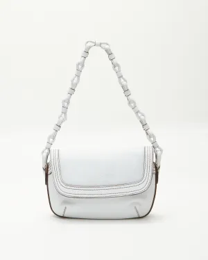 Loewe White Leather Woven Handle Shoulder Bag