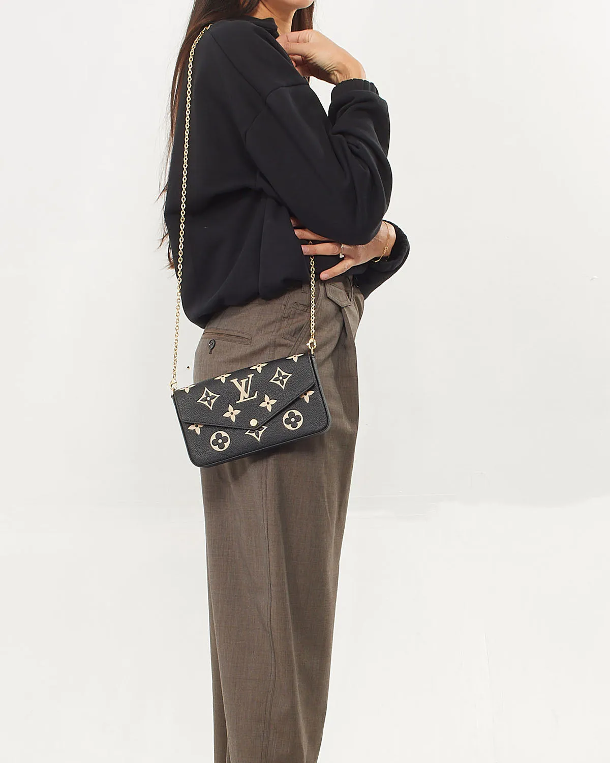 Louis Vuitton Bicolor Monogram Empreinte Leather Félicie Pochette Chain Bag