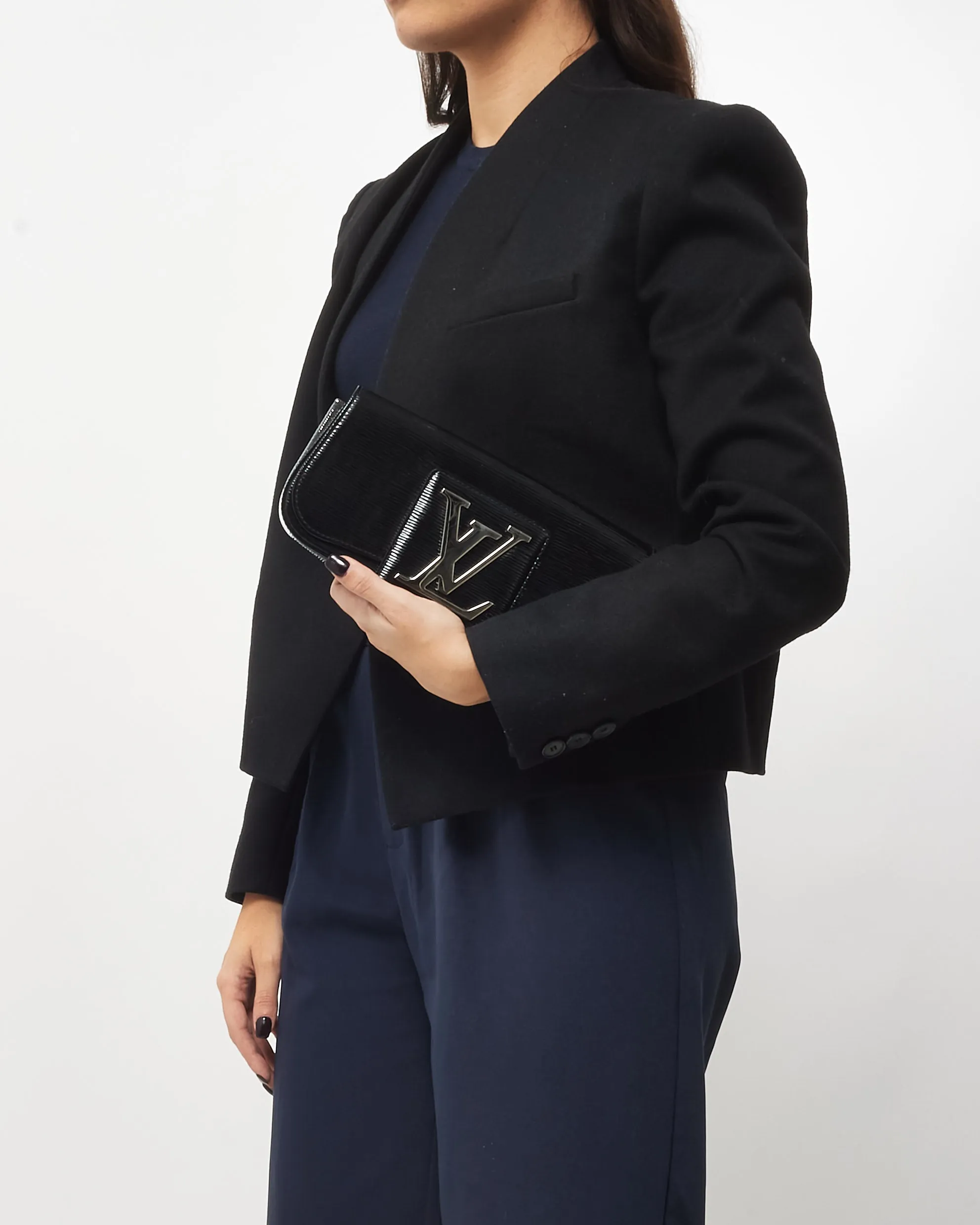 Louis Vuitton Black Electric Epi Vernis Leather Sobe Clutch Bag