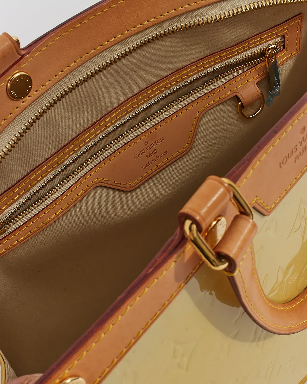 Louis Vuitton Light Yellow Patent Leather Brea GM Bag