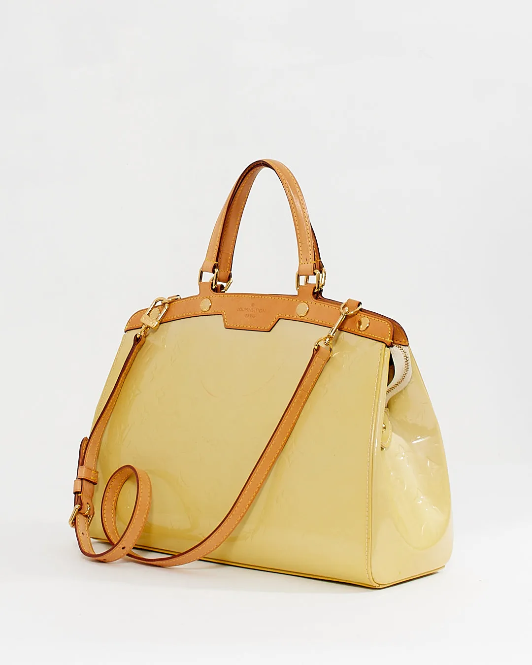 Louis Vuitton Light Yellow Patent Leather Brea GM Bag