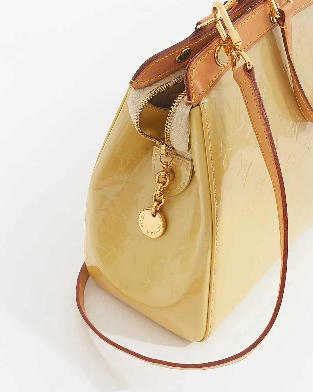 Louis Vuitton Light Yellow Patent Leather Brea GM Bag
