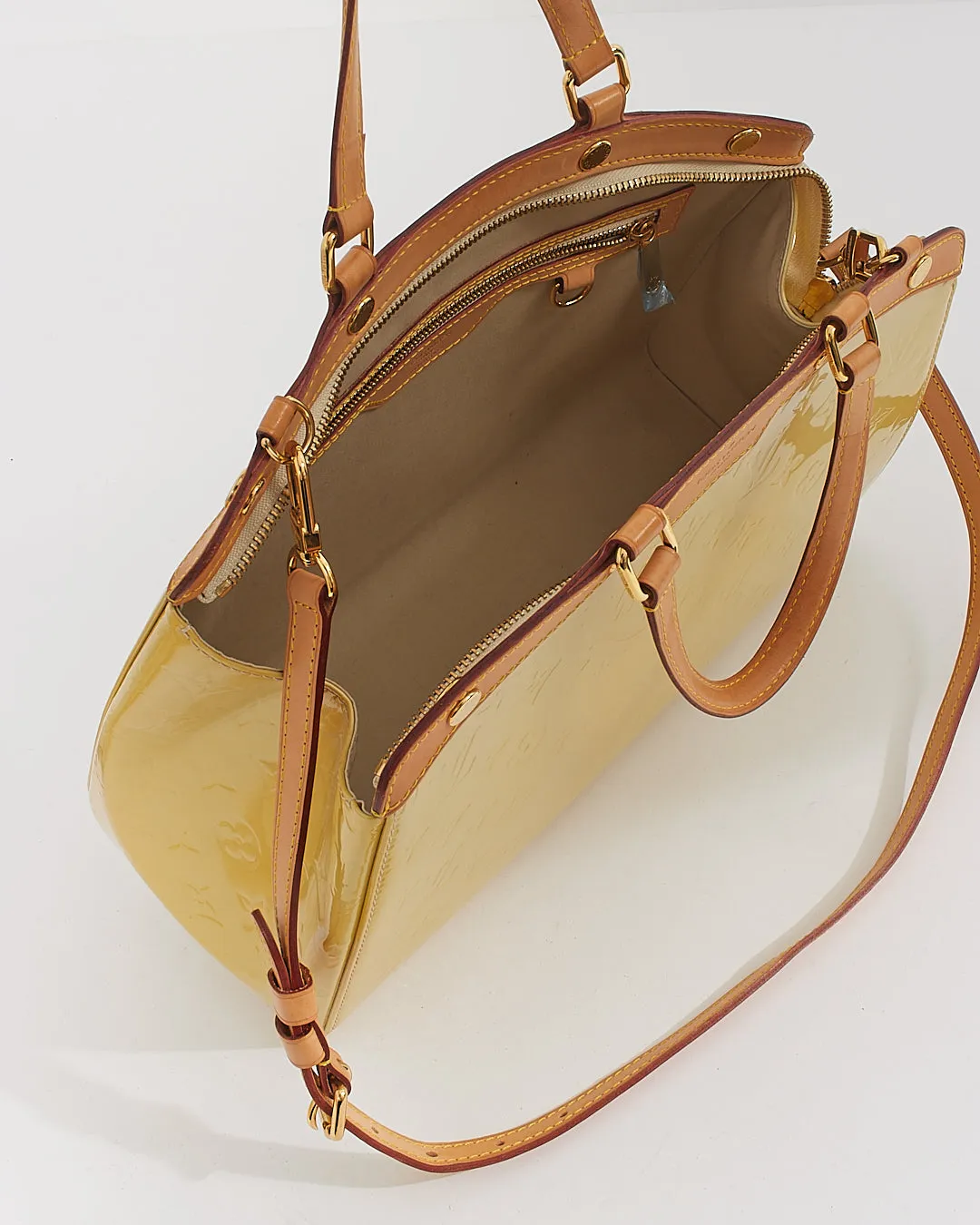 Louis Vuitton Light Yellow Patent Leather Brea GM Bag