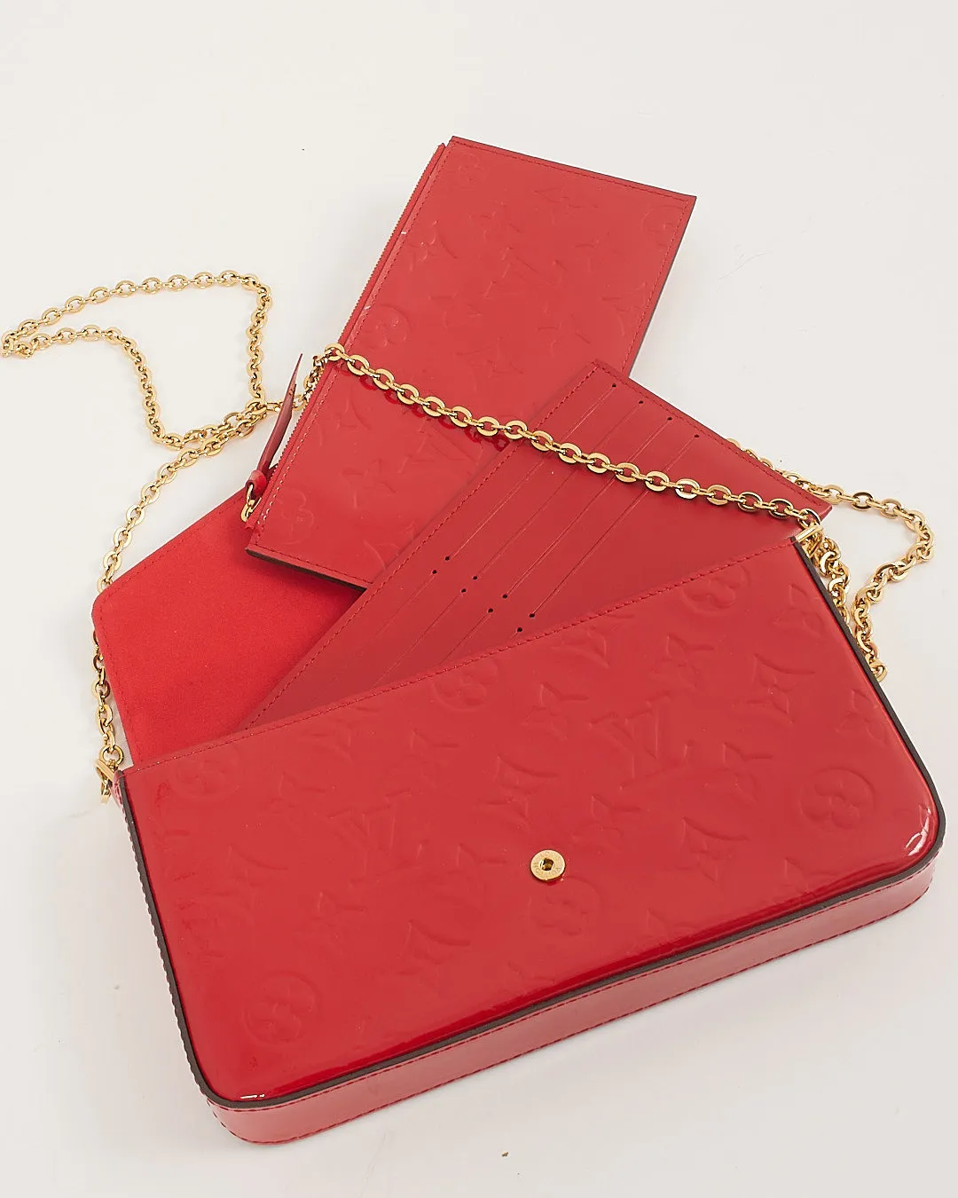 Louis Vuitton Red/Pink (Framboise) Monogram Vernis Felicie Pochette Bag