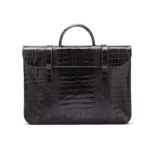Luxury Leather Music Bag - Black Croc-Effect