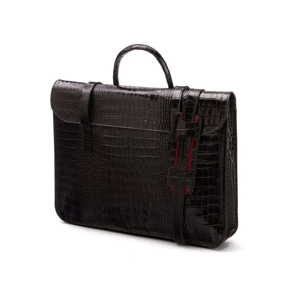 Luxury Leather Music Bag - Black Croc-Effect