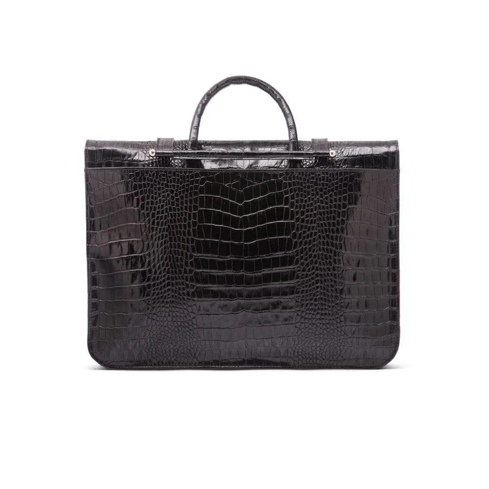 Luxury Leather Music Bag - Black Croc-Effect