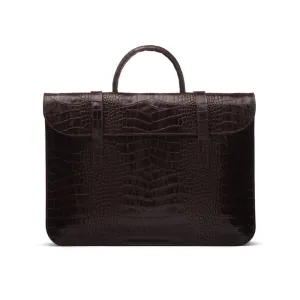 Luxury Leather Music Bag - Brown Croc-Effect